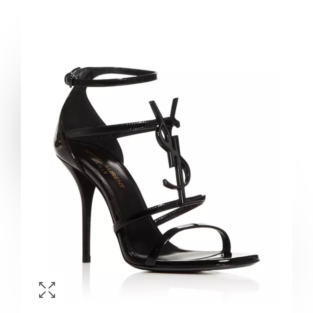 Saint Laurent Cassandra 100 Patent Leather Ankle-Strap Sandals